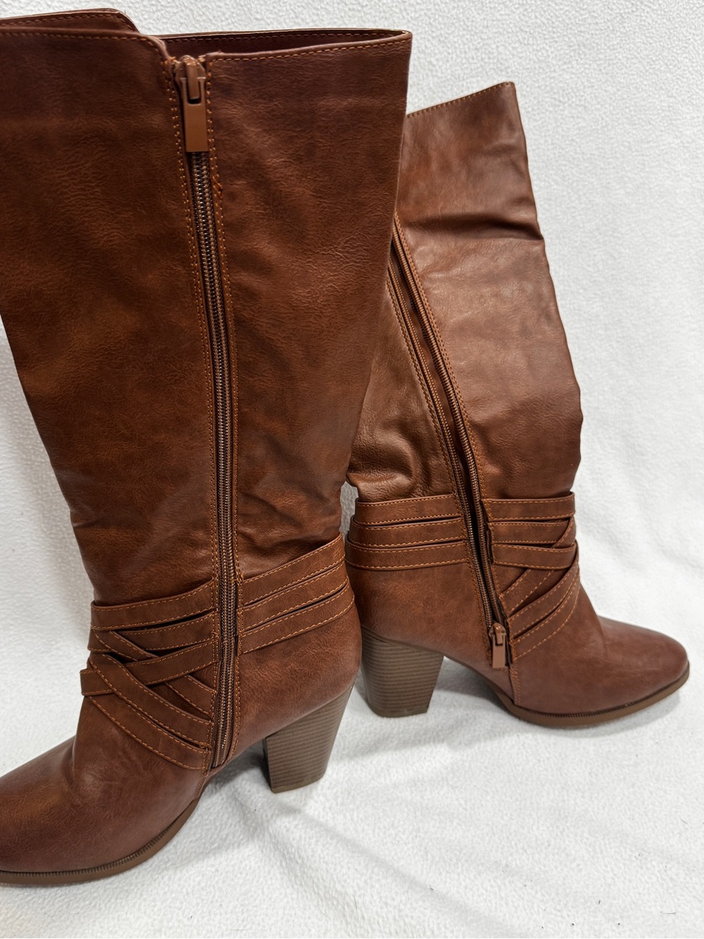 Brown Heeled Boots with Buckle Straps - Picture 3 of 10